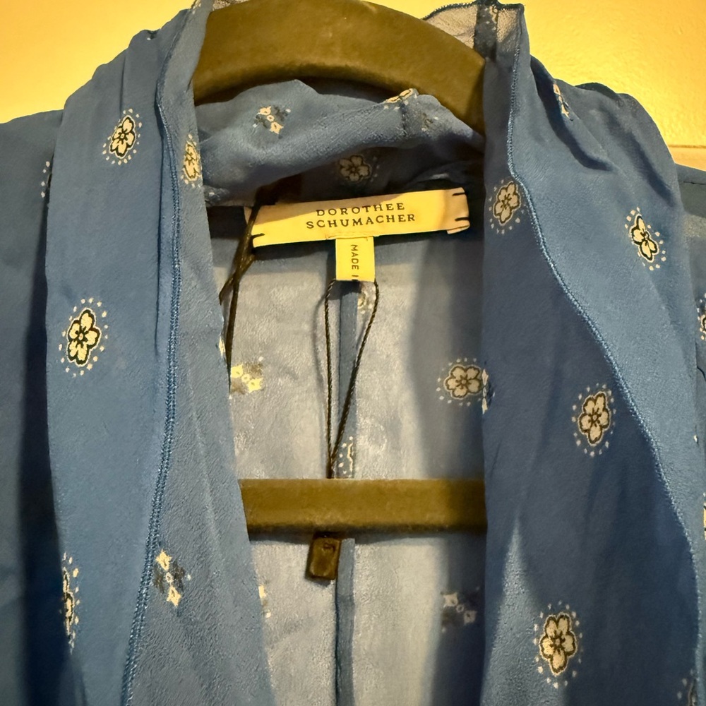 Dorothee Schumacher Something Blue Dress-Blue Tie Print- Size 5 (XL) - Picture 8 of 8
